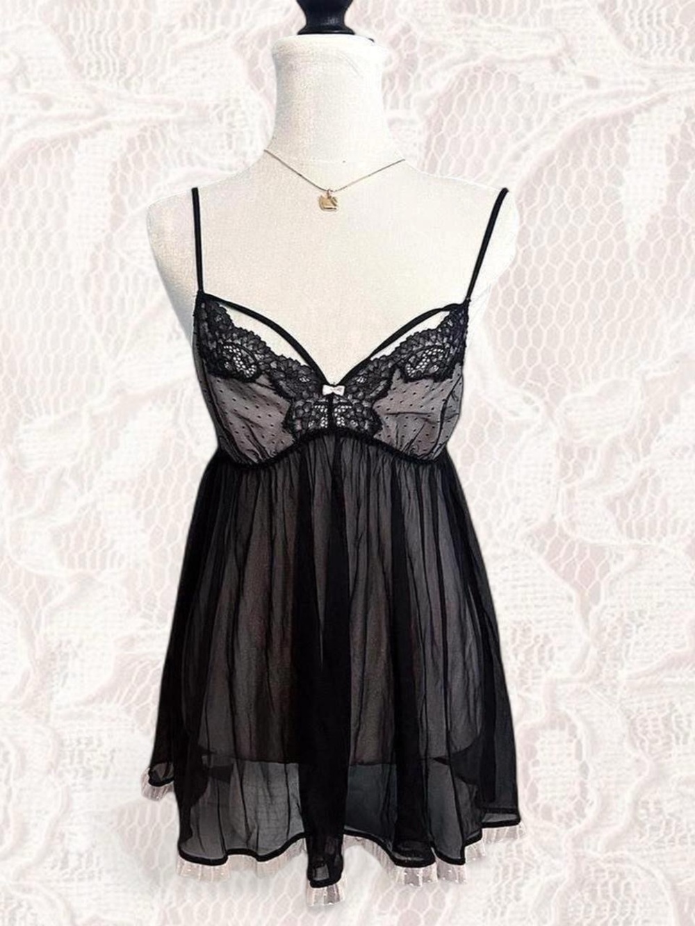 Y2K Victoria’s Secret Black Babydoll Mesh Dress